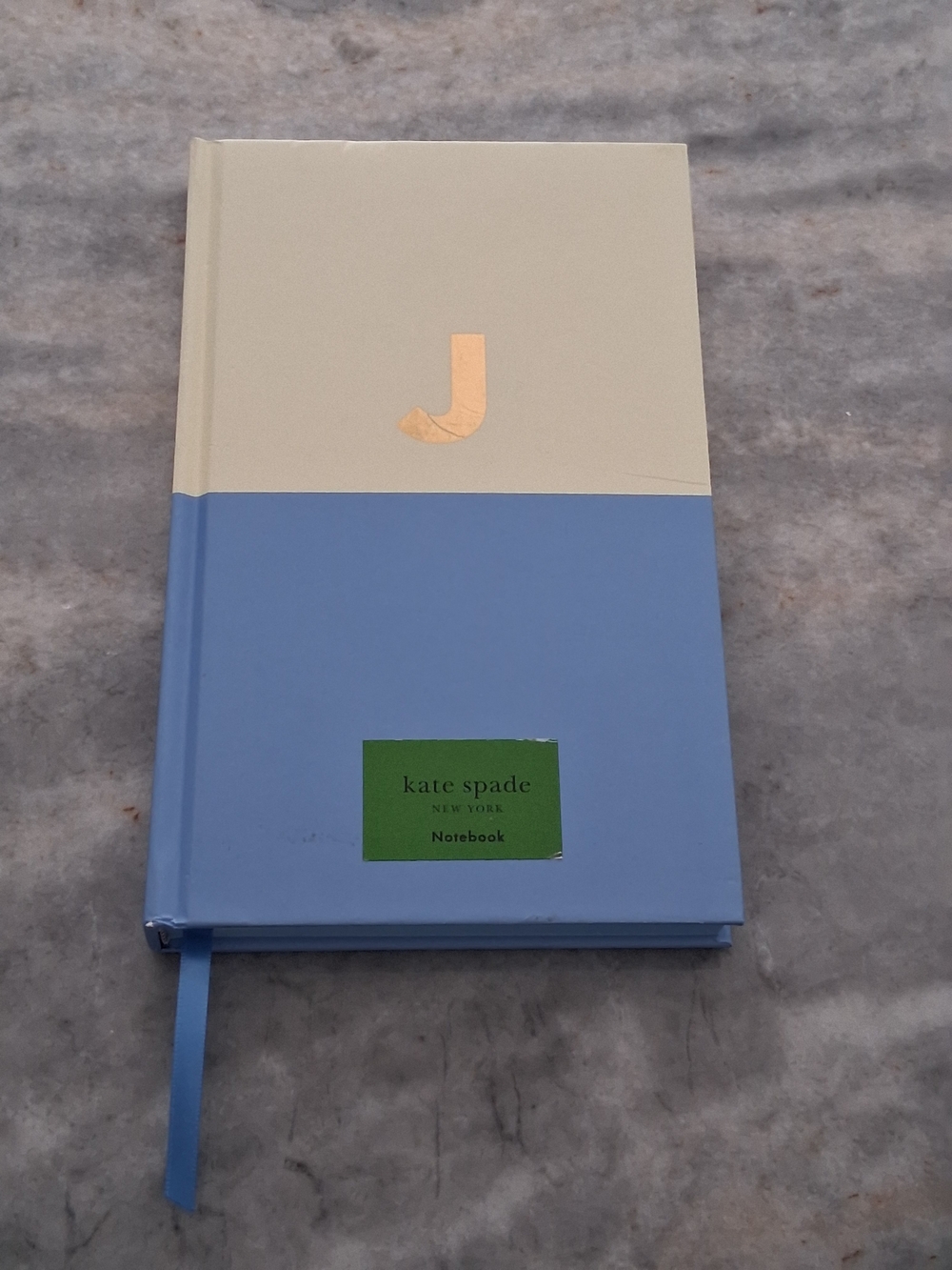 Kate Spade New York Initial "J" Dipped Notebook Blue Cream Hardcover Journal